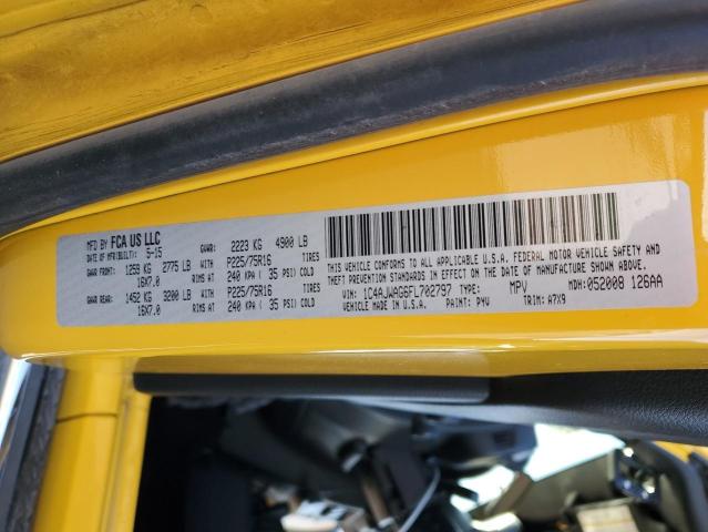 1C4AJWAG6FL702797 - 2015 JEEP WRANGLER S YELLOW photo 12