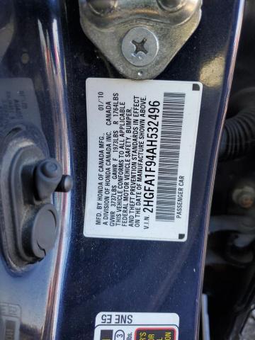 2HGFA1F94AH532496 - 2010 HONDA CIVIC EXL Mavi foto 13
