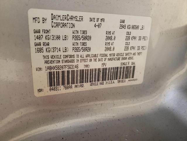 1A8HX58207F563146 - 2007 CHRYSLER ASPEN LIMI SILVER photo 13
