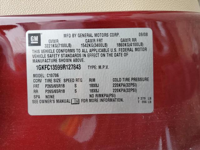 1GKFC13599R127843 - 2009 GMC YUKON HYBR MAROON photo 13