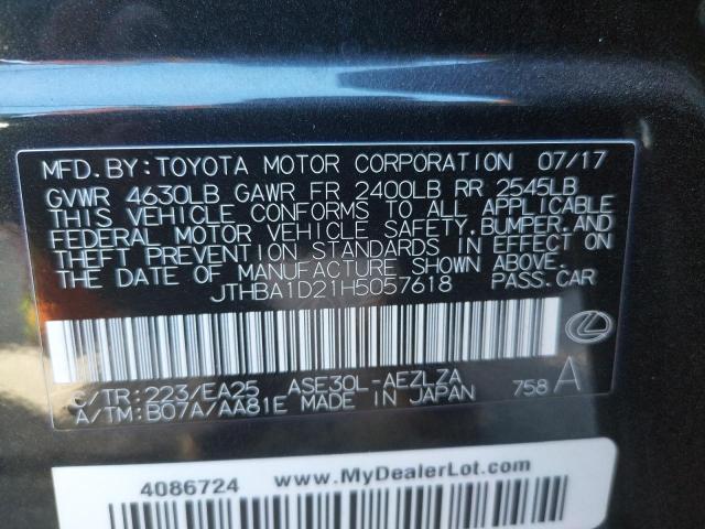 JTHBA1D21H5057618 - 2017 LEXUS IS 200T BLACK photo 12