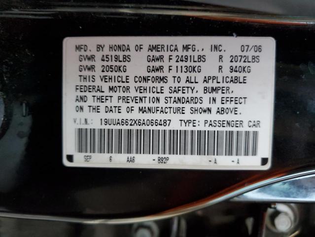 19UUA662X6A066487 - 2006 ACURA 3.2TL BLACK photo 13