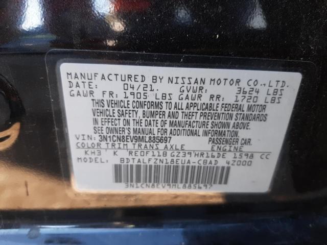 3N1CN8EV9ML885697 - 2021 NISSAN VERSA SV BLACK photo 12