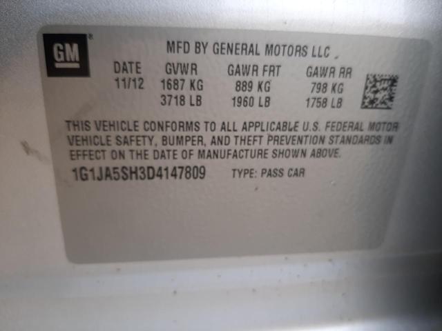 1G1JA5SH3D4147809 - 2013 CHEVROLET SONIC LS SILVER photo 12