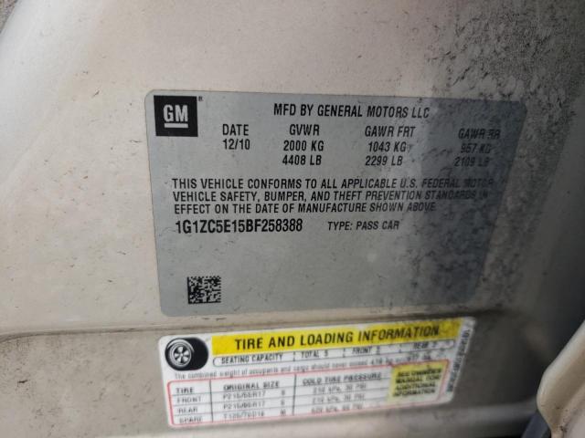 1G1ZC5E15BF258388 - 2011 CHEVROLET MALIBU 1LT 金色 照片 12