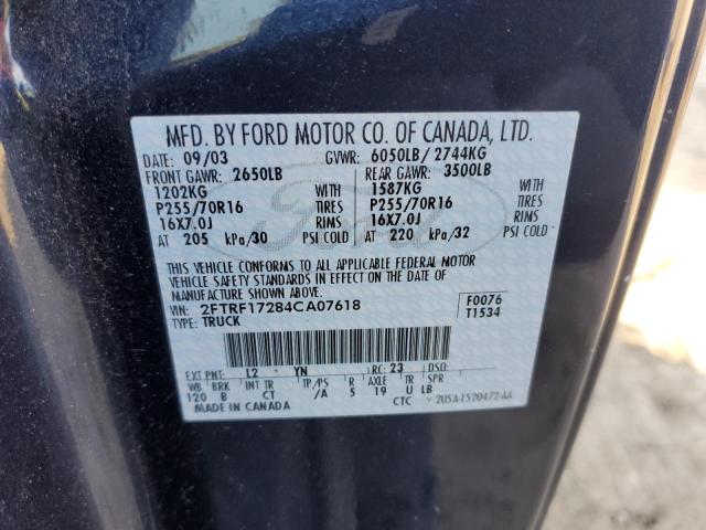 2FTRF17284CA07618 - 2004 FORD F-150 HERI BLUE photo 12