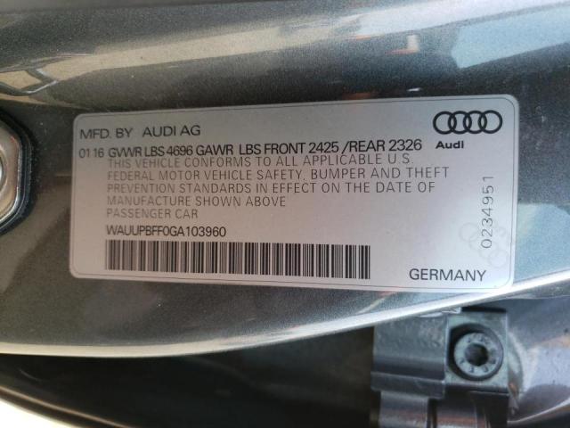 WAUUPBFF0GA103960 - 2016 AUDI A3 E-TRON GRAY photo 12