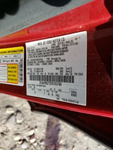 3FA6P0G72ER105760 - 2014 FORD FUSION S RED photo 13