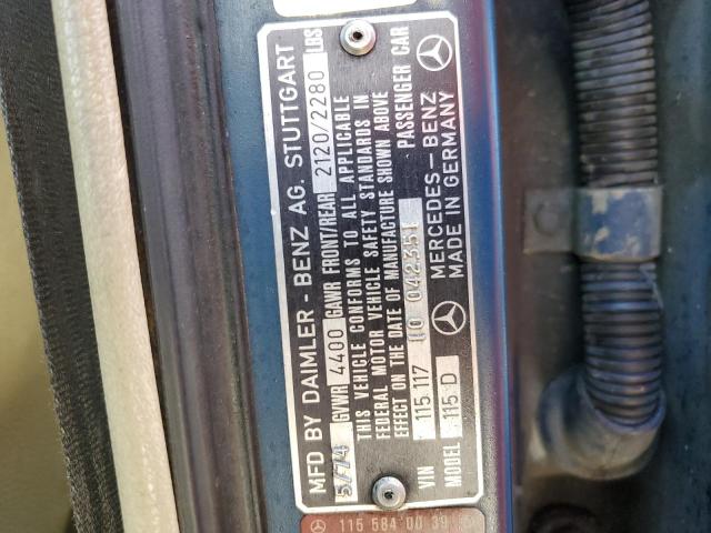 11511710042351 - 1974 MERCEDES-BENZ 240D SEDAN BLUE photo 12