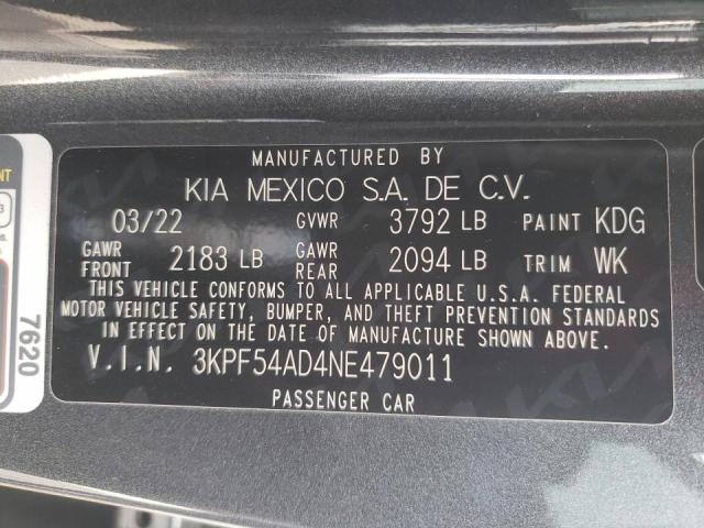 3KPF54AD4NE479011 - 2022 KIA FORTE GT L CHARCOAL photo 13