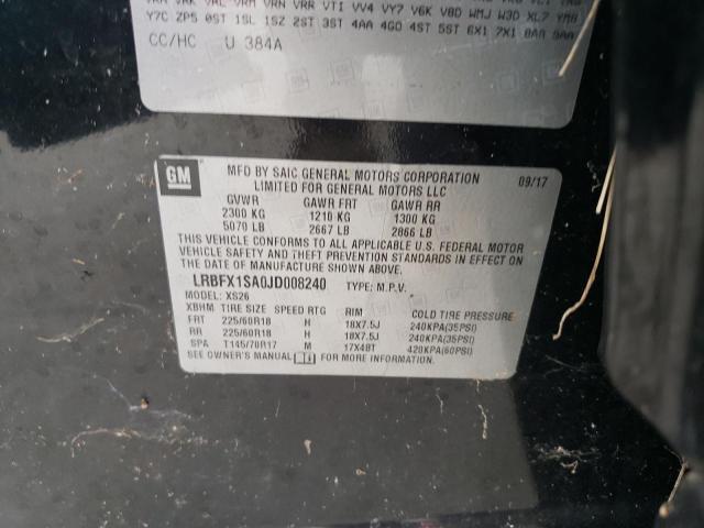 LRBFX1SA0JD008240 - 2018 BUICK ENVISION E BLACK photo 13