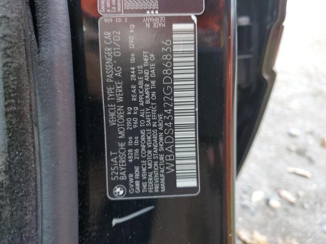 WBADS43422GD86836 - 2002 BMW 525 IT AUT BLACK photo 12