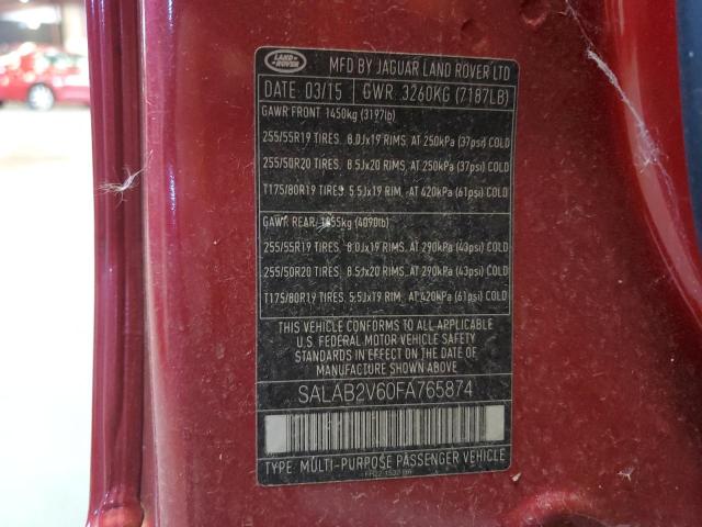 SALAB2V60FA765874 - 2015 LAND ROVER LR4 წითელი ფოტო 13