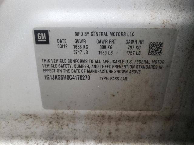 1G1JA5SH0C4170270 - 2012 CHEVROLET SONIC LS SILVER photo 12