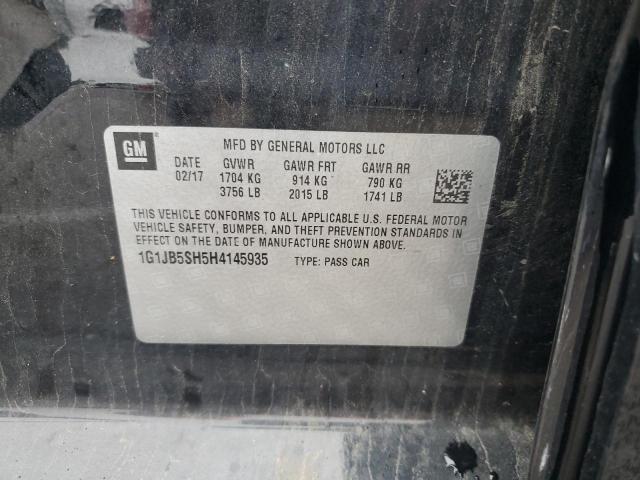 1G1JB5SH5H4145935 - 2017 CHEVROLET SONIC LS BLACK photo 13