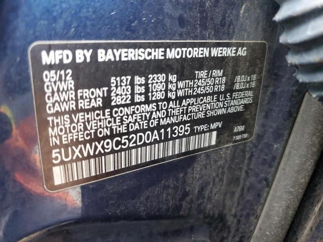 5UXWX9C52D0A11395 - 2013 BMW X3 XDRIVE2 BLUE photo 13