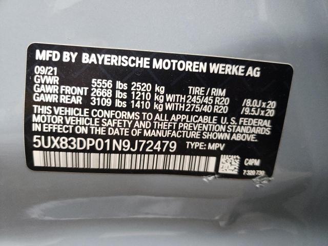 5UX83DP01N9J72479 - 2022 BMW X3 XDRIVEM GRAY photo 12