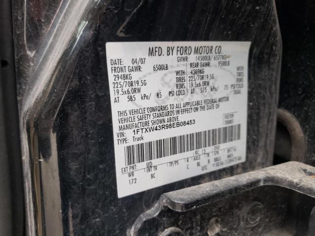 1FTXW43R98EB08453 - 2008 FORD F450 SUPER BLACK photo 12