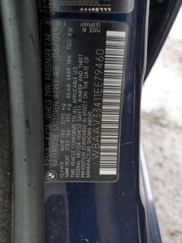 WBAAV33411EE79460 - 2001 BMW 3 SERIES BLUE photo 12