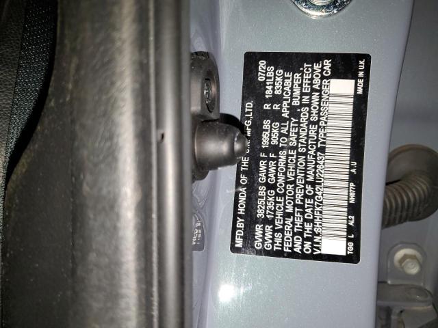 SHHFK7G42LU226437 - 2020 HONDA CIVIC SPOR 灰色 照片 12