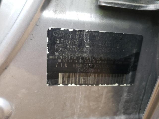 KMHFC46F97A153318 - 2007 HYUNDAI AZERA SE GRAY photo 12