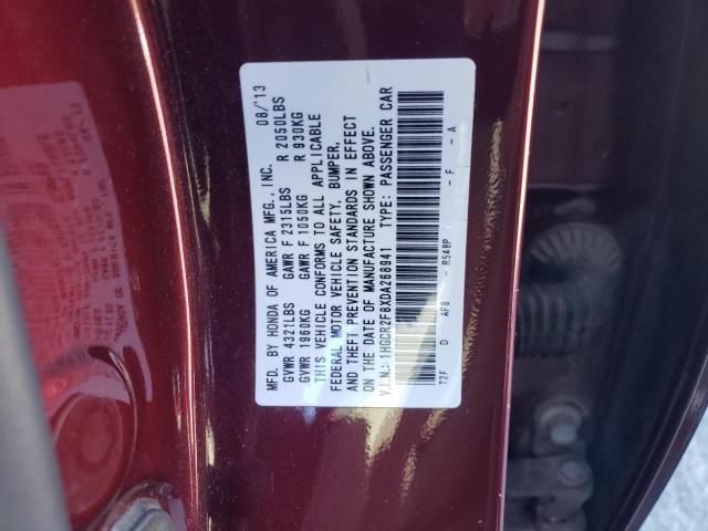 1HGCR2F8XDA268941 - 2013 HONDA ACCORD EXL BURGUNDY photo 12