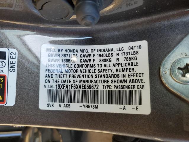 19XFA1F6XAE059672 - 2010 HONDA CIVIC LX-S Boz foto 13
