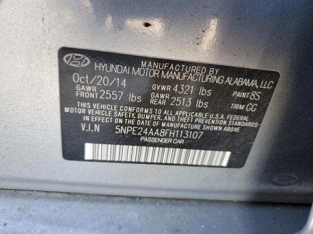 5NPE24AA8FH113107 - 2015 HYUNDAI SONATA ECO SILVER photo 12