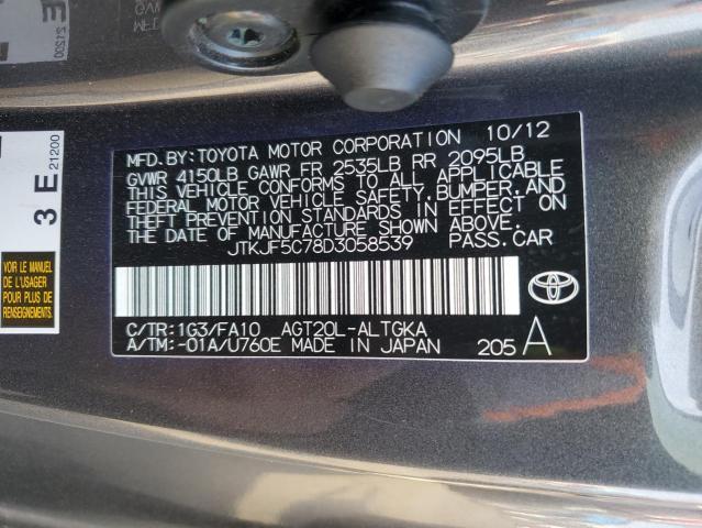 JTKJF5C78D3058539 - 2013 TOYOTA SCION TC Grafit fotoğraf 13