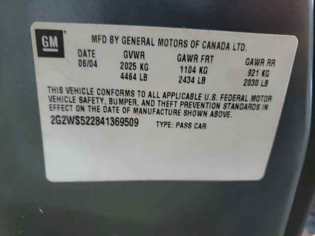 2G2WS522841369509 - 2004 PONTIAC GRAND PRIX ნაცრისფერი ფოტო 12
