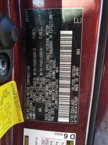 JTJBM7FX5H5164754 - 2017 LEXUS GX 460 MAROON photo 13