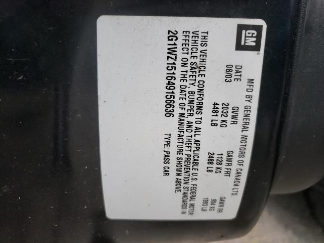 2G1WZ151649156636 - 2004 CHEVROLET MONTE CARL 黑色 照片 12