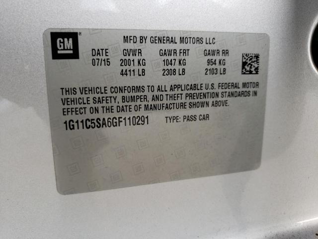 1G11C5SA6GF110291 - 2016 CHEVROLET MALIBU LIM SILVER photo 12