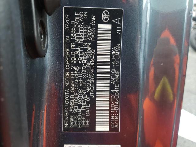 JTKDE3B72A0306402 - 2010 TOYOTA SCION TC CHARCOAL photo 12