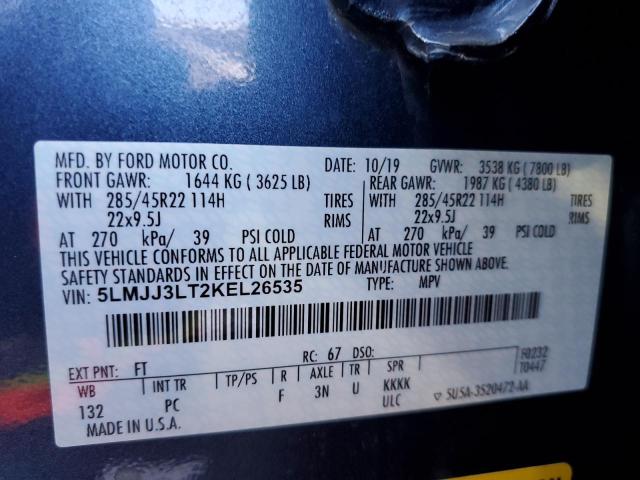 5LMJJ3LT2KEL26535 - 2019 LINCOLN NAVIGATOR 蓝色 照片 13