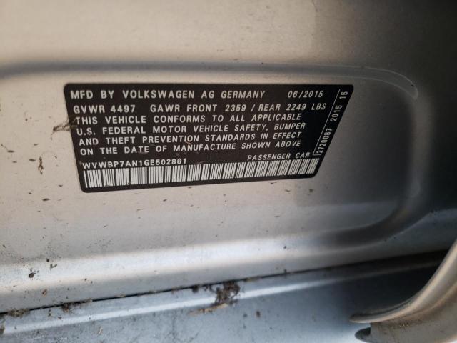 WVWBP7AN1GE502861 - 2016 VOLKSWAGEN CC BASE GRAY photo 12