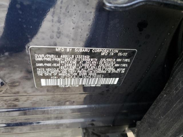 JF2SKAJC3NH476951 - 2022 SUBARU FORESTER S BLUE photo 14