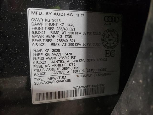 WA1WAAF71JD024992 - 2018 AUDI Q7 TECHNIK BLACK photo 13