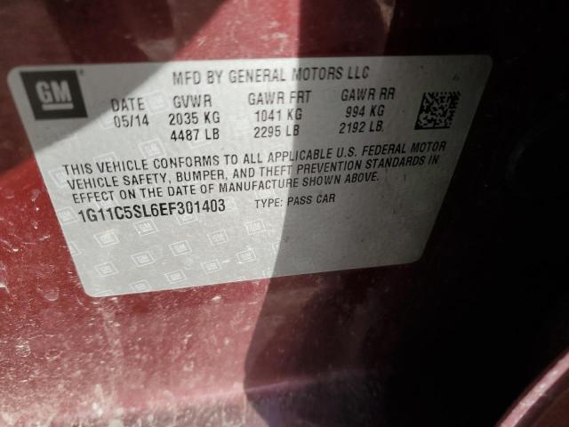 1G11C5SL6EF301403 - 2014 CHEVROLET MALIBU 1LT 红色 照片 12