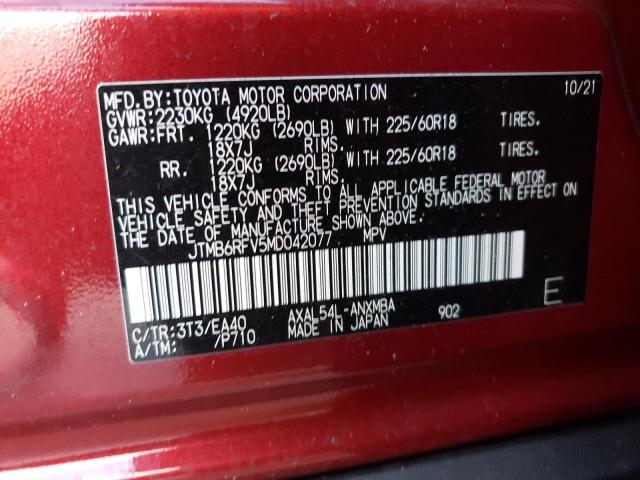 JTMB6RFV5MD042077 - 2021 TOYOTA RAV4 XLE P RED photo 13