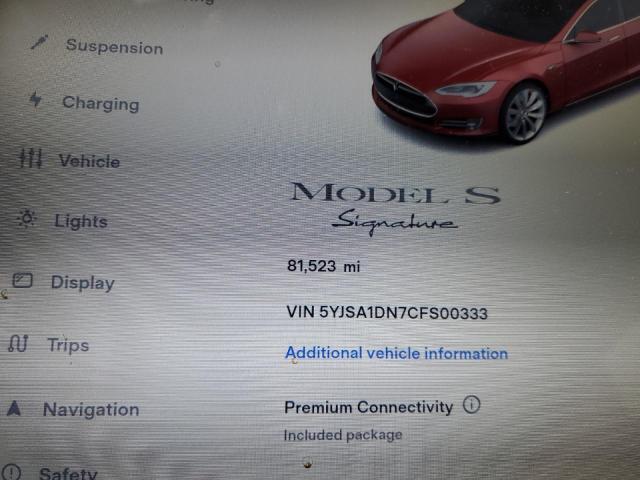 5YJSA1DN7CFS00333 - 2012 TESLA MODEL S Burdeos foto 9