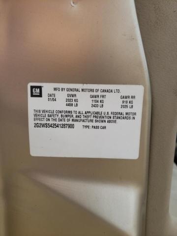 2G2WS542541287900 - 2004 PONTIAC GRAND PRIX ოქროსფერი ფოტო 12