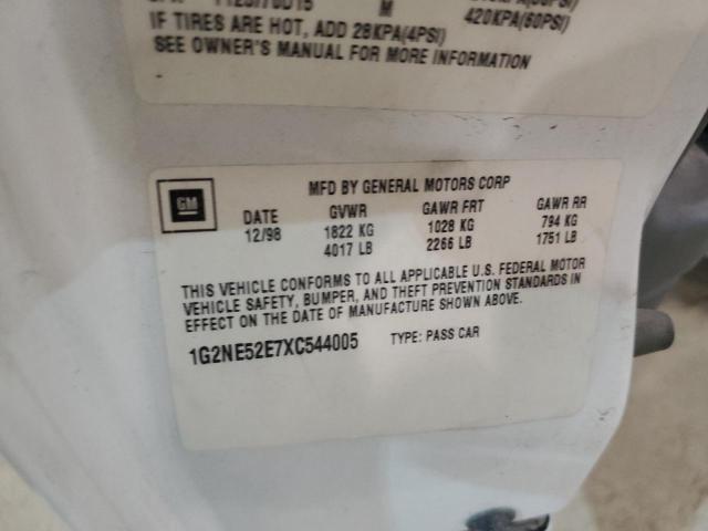 1G2NE52E7XC544005 - 1999 PONTIAC GRAND AM S WHITE photo 12