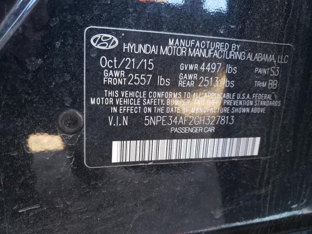 5NPE34AF2GH327813 - 2016 HYUNDAI SONATA BLACK photo 12