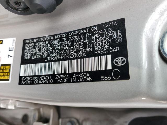 JTDKARFP1H3005006 - 2017 TOYOTA PRIUS PRIM 棕色 照片 12