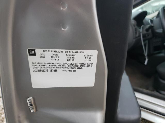 2G2WP552761137936 - 2006 PONTIAC GRAND PRIX ვერცხლისფერი ფოტო 12