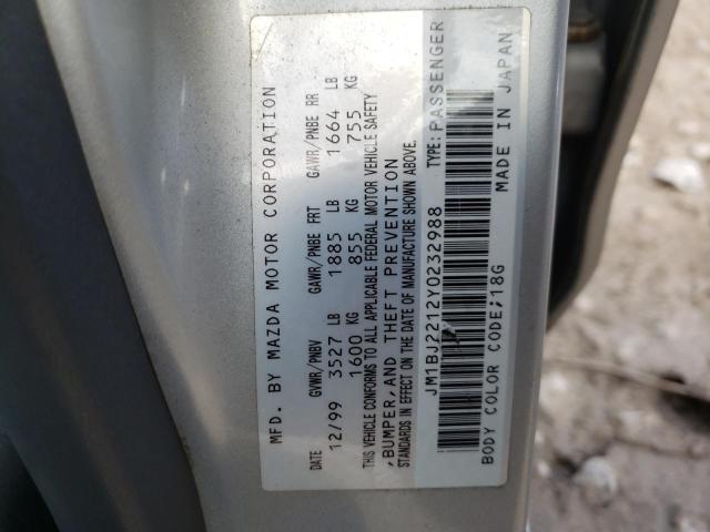 JM1BJ2212Y0232988 - 2000 MAZDA PROTEGE ES 灰色 照片 12