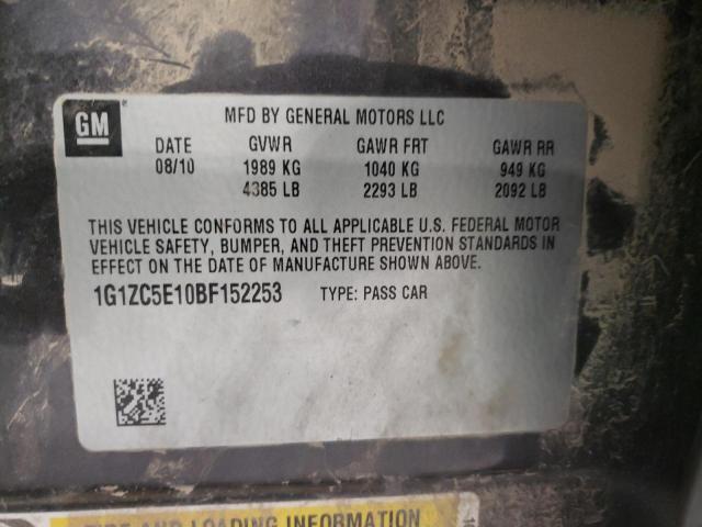 1G1ZC5E10BF152253 - 2011 CHEVROLET MALIBU 1LT  ფოტო 10