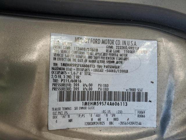 1MEHM59S74A606113 - 2004 MERCURY SABLE LS P GRAY photo 12