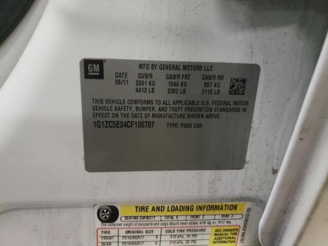 1G1ZC5E04CF106787 - 2012 CHEVROLET MALIBU 1LT 白色 照片 12